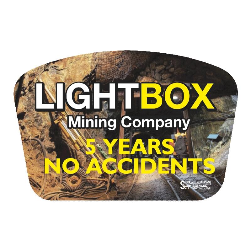 Curved Rectangle White Vinyl Full Color Hard Hat Decal (2"x3")