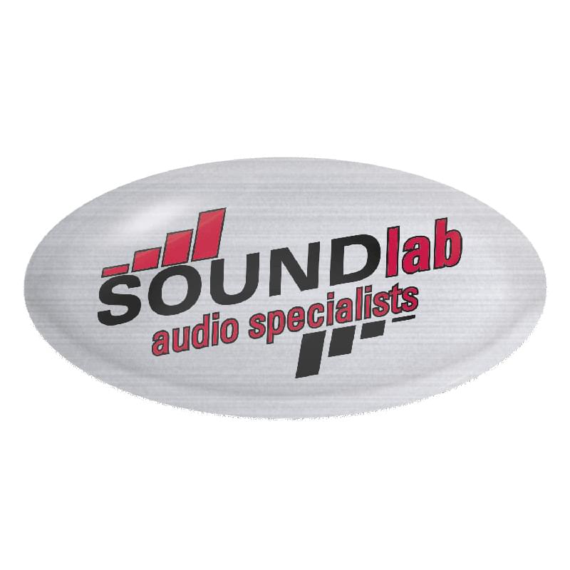 Chrome Poly Perm Adh Oval Domed Decal (1"x2")