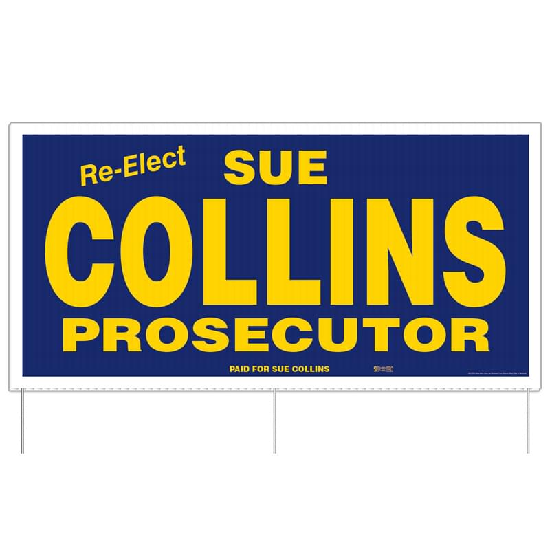 Corrugated Plastic Sign w/ 3 Rods: 1 Color/1 Side (24"x48")