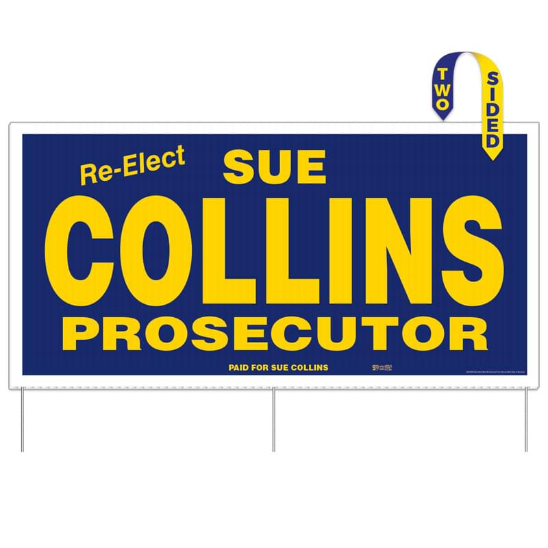 Corrugated Plastic Sign w/ 3 Rods: 1 Color/2 Sides (24"x48")