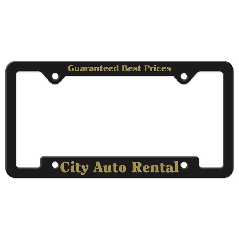 White Auto License Frame w/ 4 Holes & Large Bottom Jutted Panel