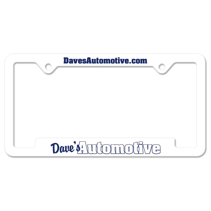 Black Auto License Frame w/ 2 Holes & Large Bottom Jutted Panel
