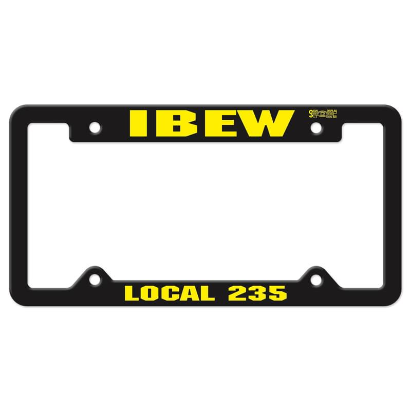 White Auto License Frame w/ 4 Holes & Large Top Panel